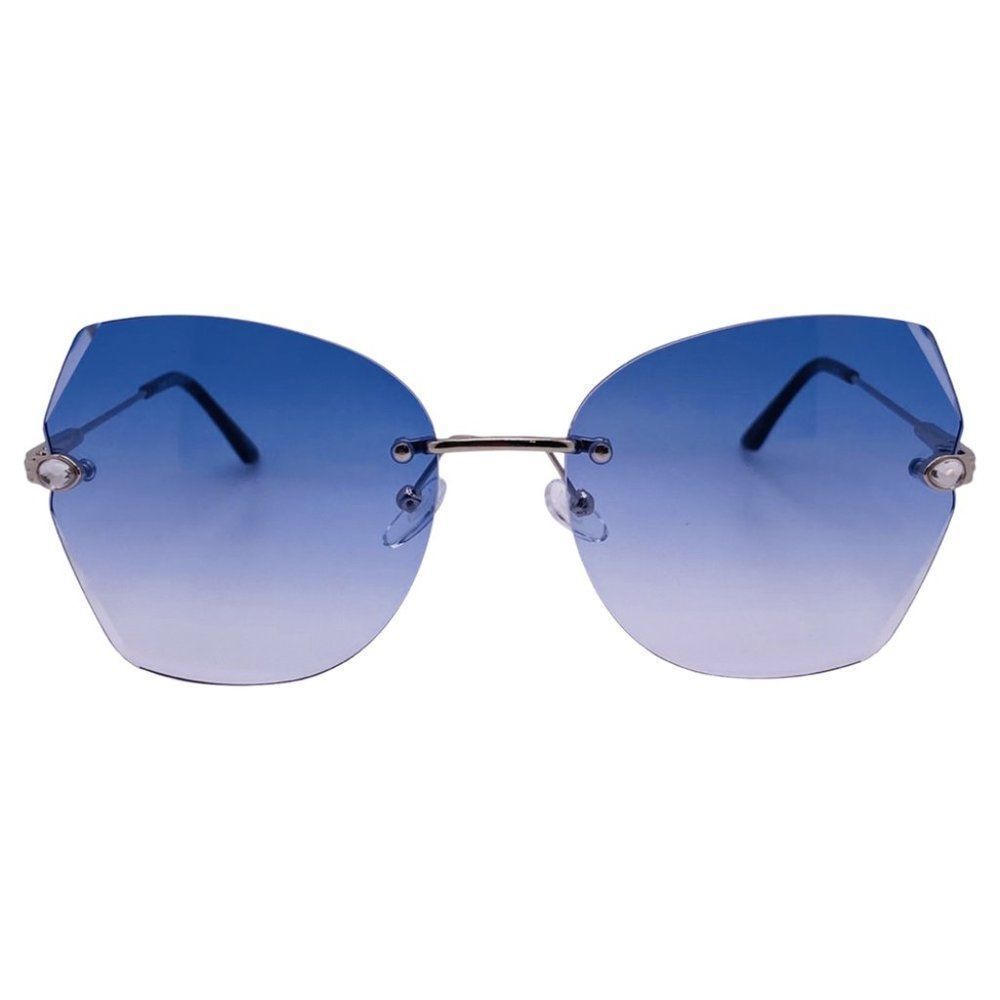 6147BU: Blue Rimless Ladies Sunglasses
